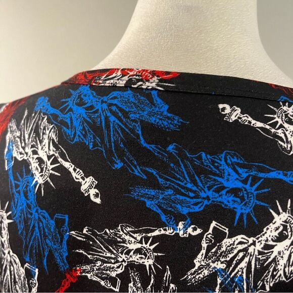 LuLaRoe Midi Julia Dress Short Sleeve Crew Neck size s statue of liberty print - Picture 7 of 12